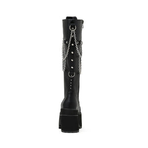 Knee High Black Lace Up Combat Boots