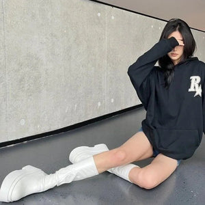 Knee High White Platform Boots