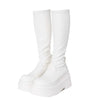 Knee High White Platform Boots