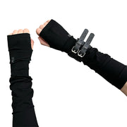 Knitted Long Black Goth Fingerless Gloves