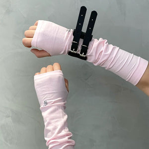 Knitted Long Black Goth Fingerless Gloves