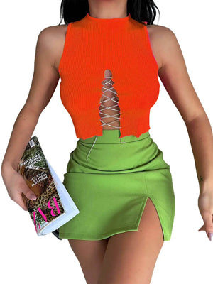 Knitted Sleeveless Crop Top