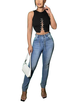 Knitted Sleeveless Crop Top