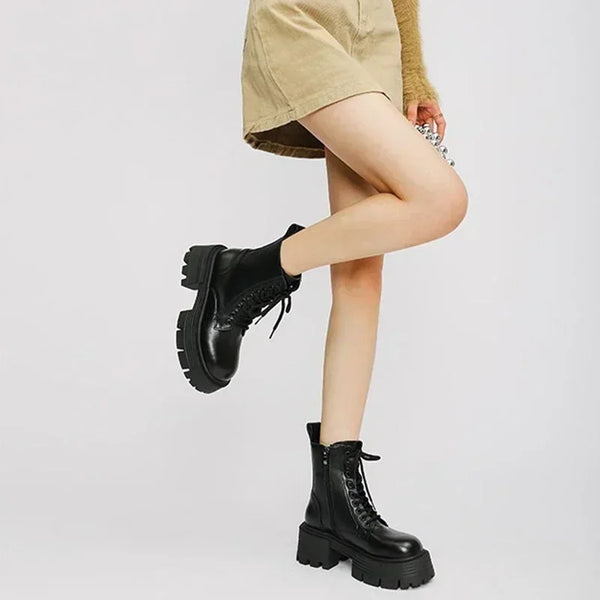 Lace Up Black Ankle Boots Womens