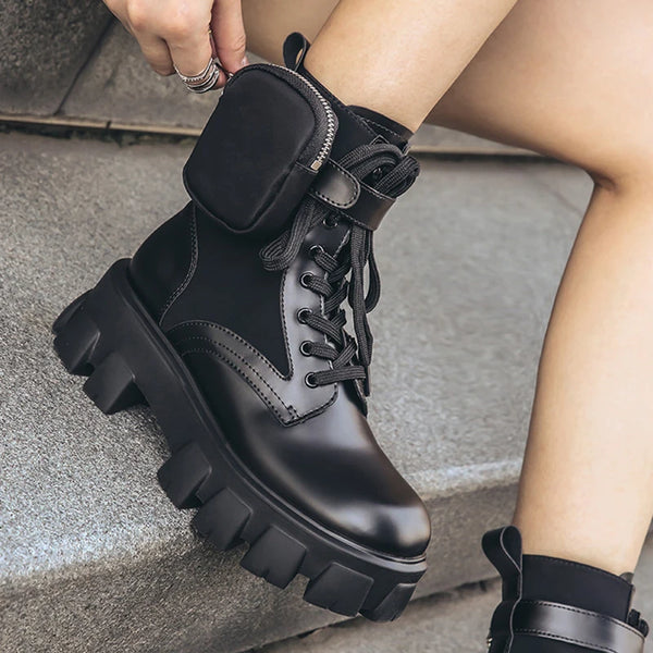 Lace Up Black Boots Ankle