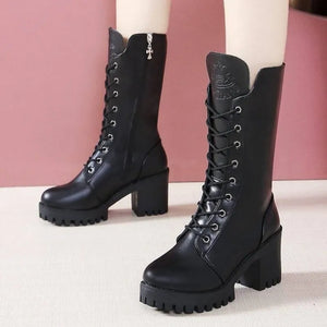 Lace Up Black Chunky Boots