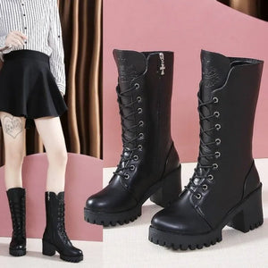 Lace Up Black Chunky Boots