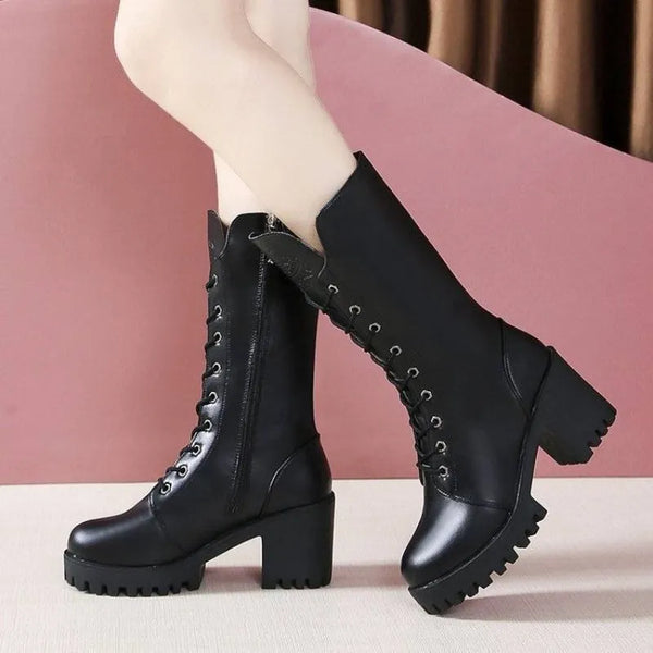 Lace Up Black Chunky Boots