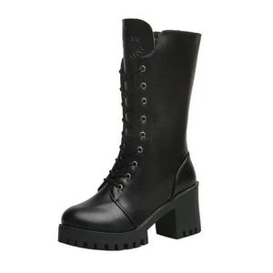 Lace Up Black Chunky Boots