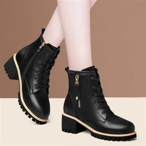 Lace Up Black Leather Boots Womens