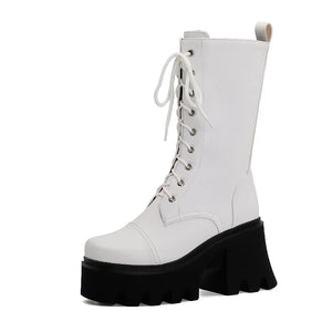 Lace Up Black Leather Boots