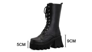 Lace Up Black Leather Boots