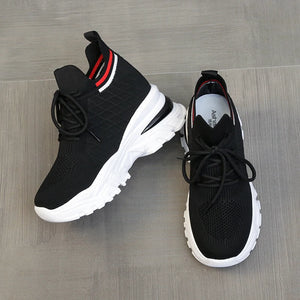 Lace Up Black Platform Sneakers