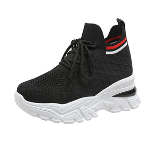 Lace Up Black Platform Sneakers