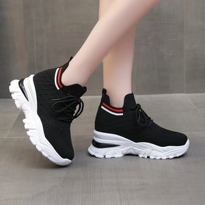 Lace Up Black Platform Sneakers
