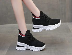 Lace Up Black Platform Sneakers