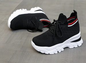 Lace Up Black Platform Sneakers