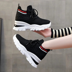 Lace Up Black Platform Sneakers