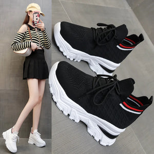 Lace Up Black Platform Sneakers