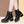 Lace Up Black PU Leather Boots Womens