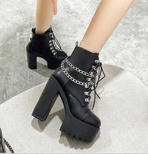 Lace Up Black Winter Boots