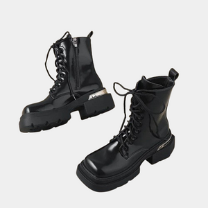 Lace Up Chunky Black Boots