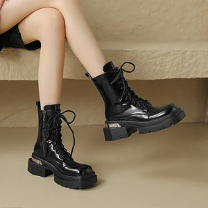 Lace Up Chunky Black Boots