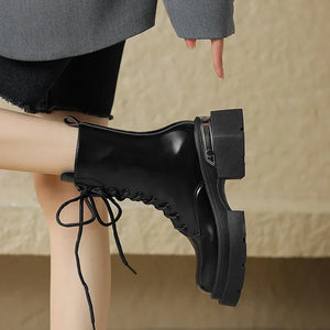 Lace Up Chunky Black Boots