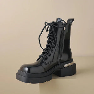 Lace Up Chunky Black Boots