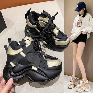 Lace Up Platform Black Sneakers