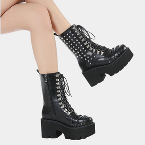 Lace Up Platform Boots Black