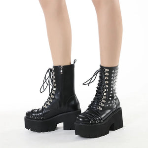 Lace Up Platform Boots Black