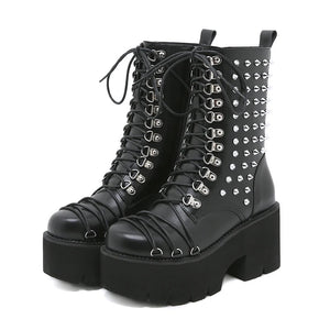 Lace Up Platform Boots Black