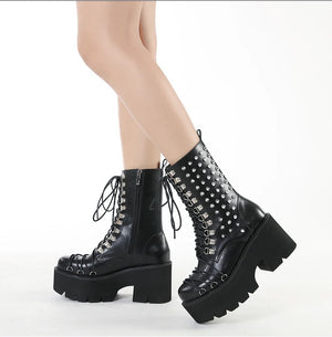 Lace Up Platform Boots Black