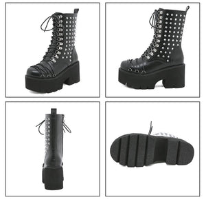 Lace Up Platform Boots Black