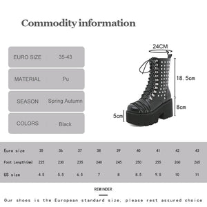 Lace Up Platform Boots Black