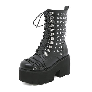 Lace Up Platform Boots Black