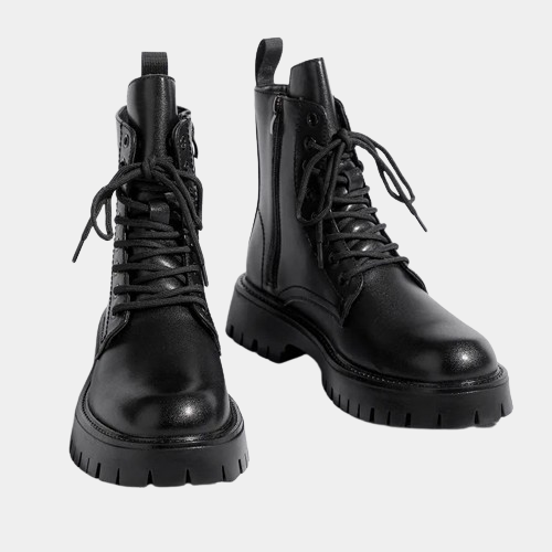 Black Lace Up Waterproof Boots