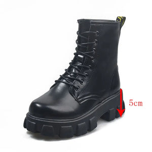 Ladies Black Leather Lace Up Boots