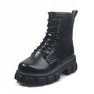 Ladies Black Leather Lace Up Boots