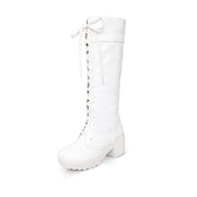 Larg White Platform Boots Womens