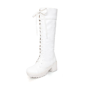 Larg White Platform Boots Womens