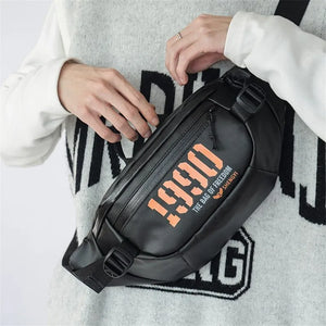 Printed large capacity sling bag in grey, black or orange