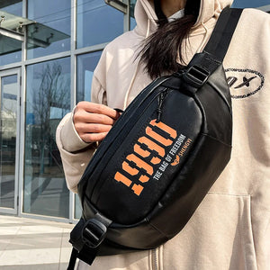 Printed large capacity sling bag in grey, black or orange