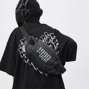 Printed large capacity sling bag in grey, black or orange