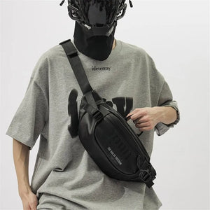Printed large capacity sling bag in grey, black or orange