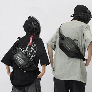 Printed large capacity sling bag in grey, black or orange