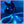 Large Screen Cyberpunk Helmet with blue pixel eyes and a spill of blue light fibres on the floor