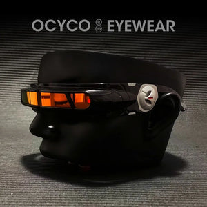 Rectangular laser visor cyberpunk glasses in memory frame material