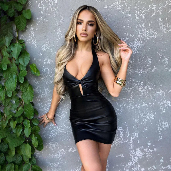 Leather Cut Out Dress